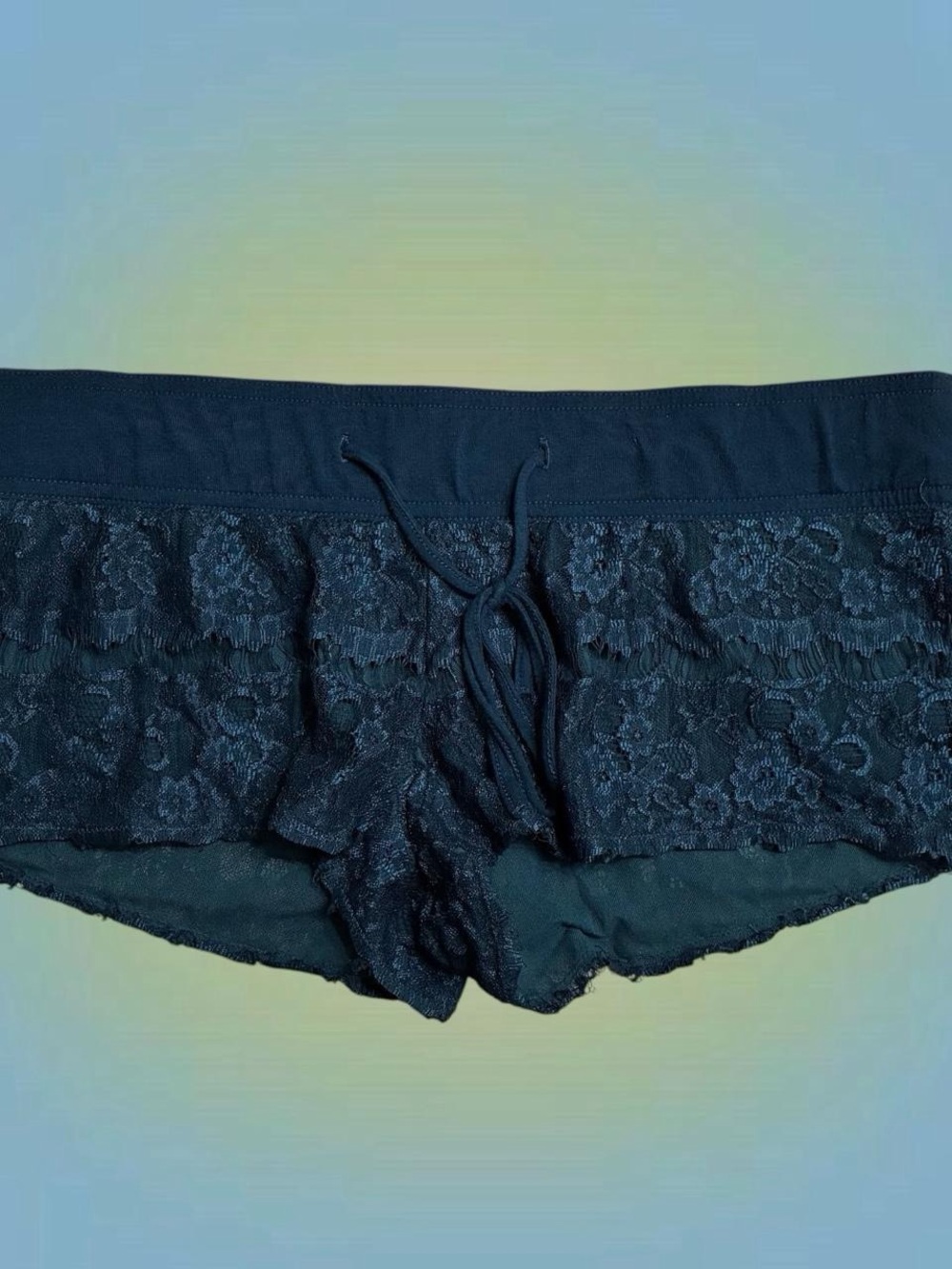 Lace-Trim Blue Boyshorts - La Senza